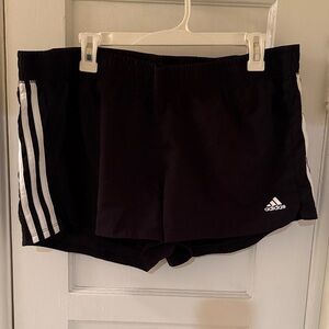 Adidas Black Shorts with White Stripes